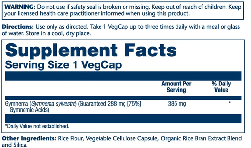 Solaray Vitamins, Minerals, Herbs & More Solaray Gymnema Leaf Extract 385mg 60 Capsules