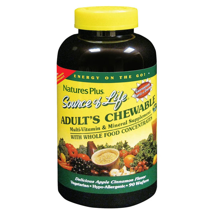 Nature's Plus Vitamins, Minerals, Herbs & More Nature's Plus Source of Life Multi Vitamin and Mineral  Adult Chewable 90 Wafers (580549476396)