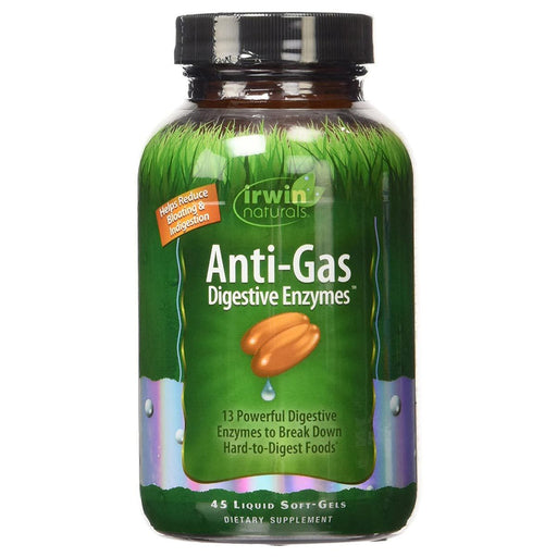 Irwin Naturals Vitamins, Minerals, Herbs & More Irwin Naturals Anti-Gas Digestive Enzymes 45 Liquid Soft-Gels (581166497836)