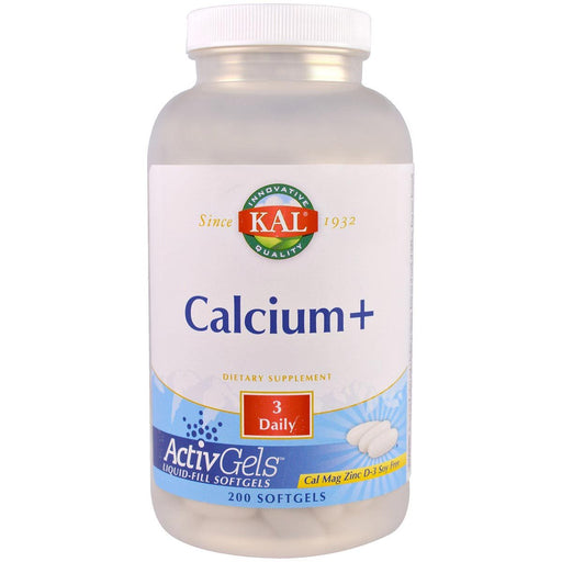 Kal Vitamins, Minerals, Herbs & More Kal Calcium w/ Magnesium, Zinc, and Vitamin D 200 Softgels (580488396844)