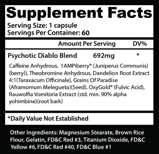 Insane Labz Fat Burner Insane Labz Psychotic Diablo 60 Capsules
