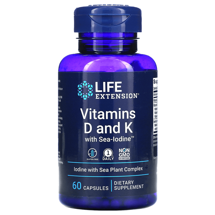 Life Extension Vitamins & Minerals Default Life Extension Vitamins D and K With Sea-Iodine 60 Caps