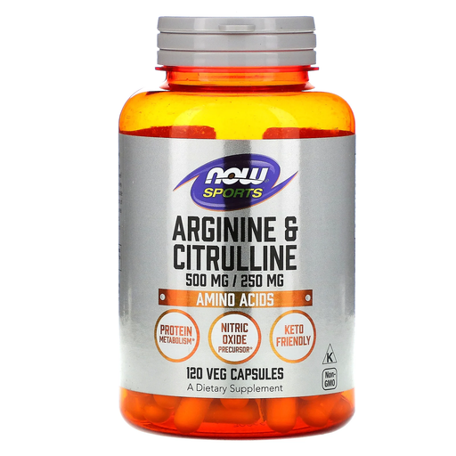 Now Foods Sports Nutrition & More Now Foods Arginine 500mg Citrulline 250mg 120 Capsules