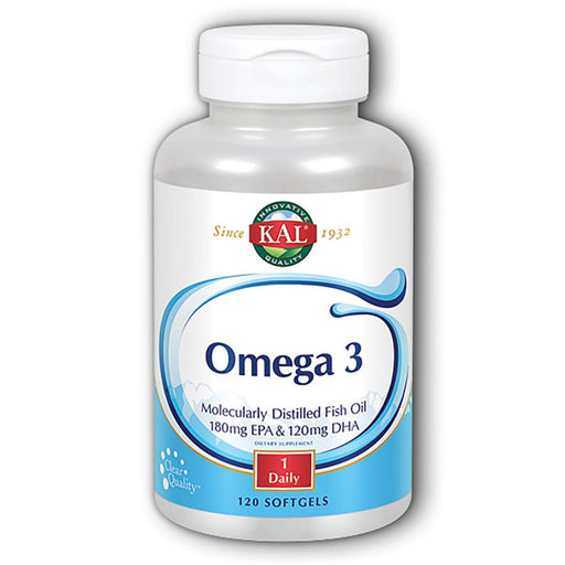 Kal Vitamins, Minerals, Herbs & More Kal Omega-3 Fish Oil 120 Softgels (580489838636)