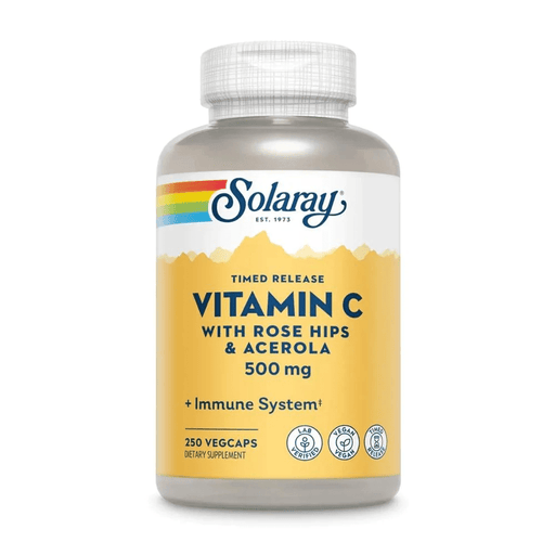 Solaray Store Stock Only Solaray Vitamin C Time Release w/ Rose Hips & Acerola 500mg 250 Capsules