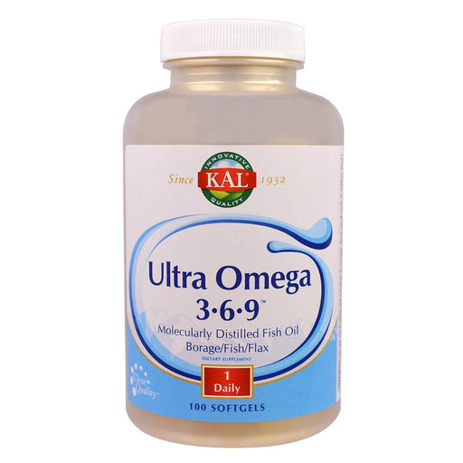 Kal Vitamins, Minerals, Herbs & More Kal Ultra Omega 3-6-9 Borage/Fish/Flax 100 Softgels