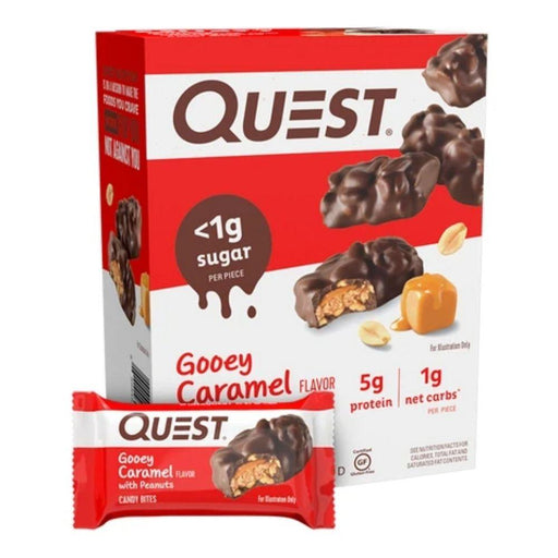 Quest Nutrition Bars Gooey Caramel with Peanuts Quest Candy Bites 8/Box