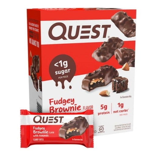 Quest Nutrition Bars Fudgey Brownie with Almonds Quest Candy Bites 8/Box