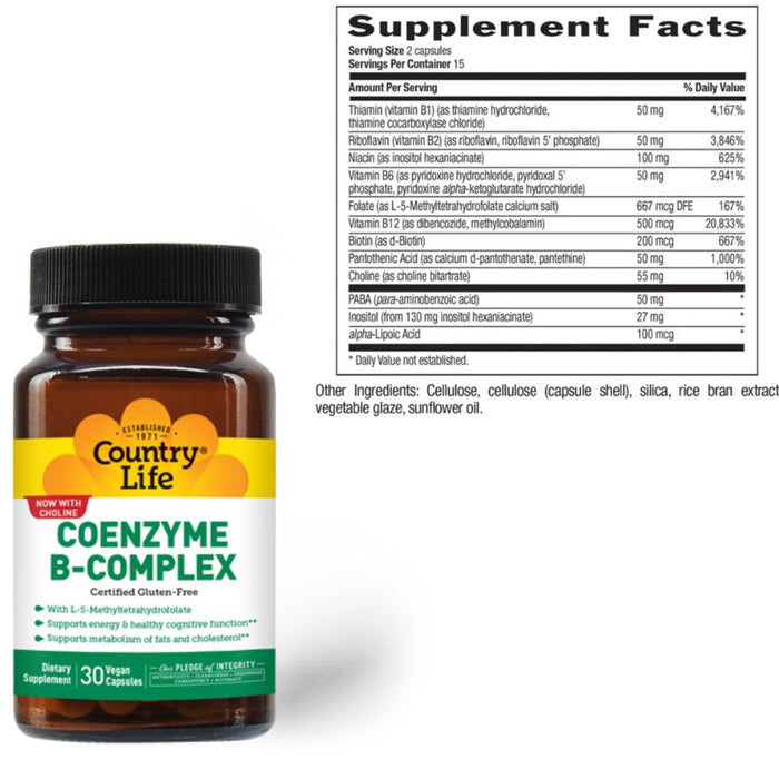 Country Life Vitamins & Minerals Country Life Coenzyme B-Complex 30 Capsules