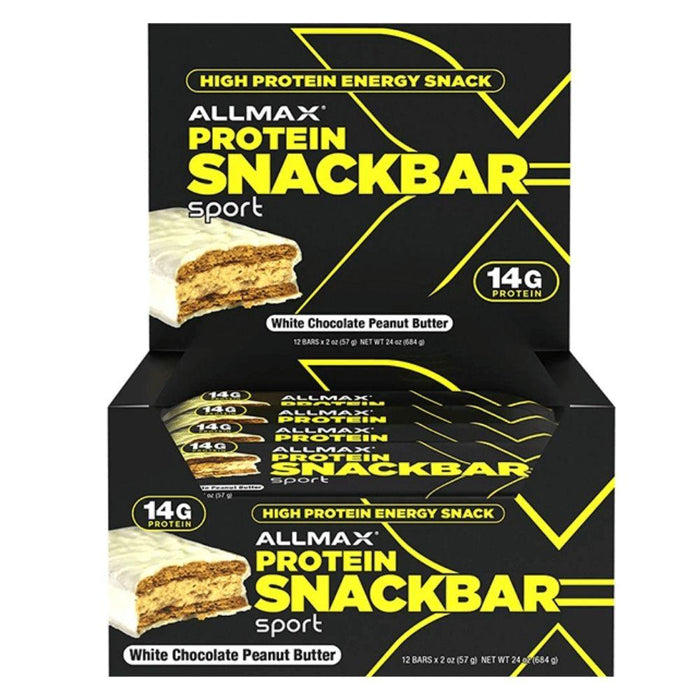 Allmax Nutrition Bars White Chocolate Peanut Butter ALLMAX Protein SnackBar Sport 12 Box