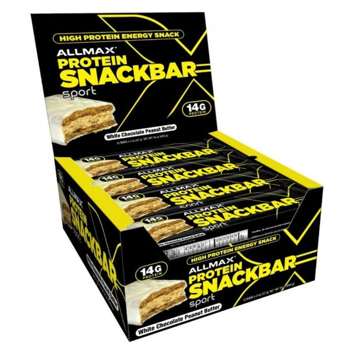 Allmax Nutrition Bars White Chocolate Peanut Butter ALLMAX Protein SnackBar Sport 12 Box