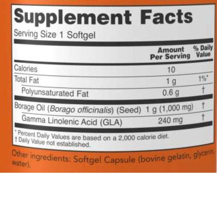 Now Foods Vitamins, Minerals, Herbs & More Now Foods Borage Oil 1000 Mg 60 Softgels