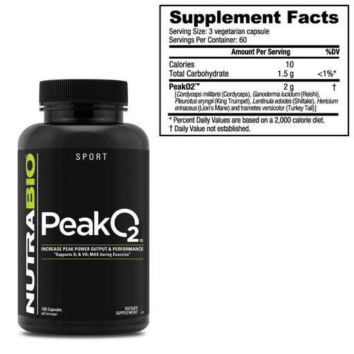 NutraBio Nitric Oxide NutraBio Peak 02 180 Capsules