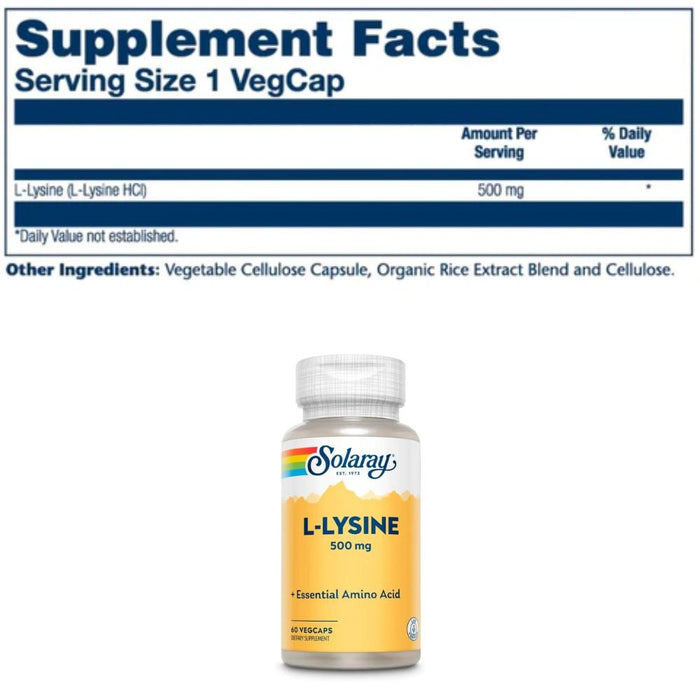 Solaray Amino Acids Solaray L-Lysine 500mg 60 Capsules