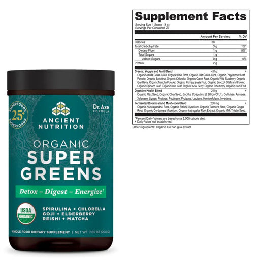 Ancient Nutrition Digestive Health Ancient Nutrition Organic Super Greens Detox & Alkalizer 25 Servings