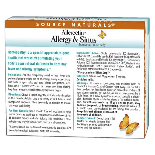 Source Naturals Specialty Health Products Source Naturals Allercetin Allergy and Sinus 48 tablets