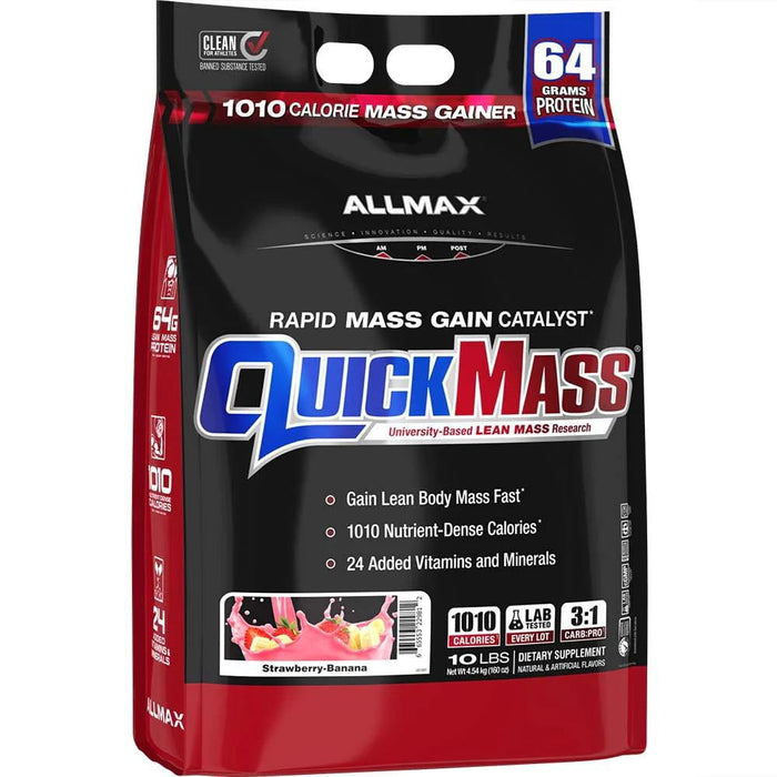 Allmax Nutrition Meal Replacement Powders Strawberry Banana Allmax QuickMass Mass Gainer 10lbs