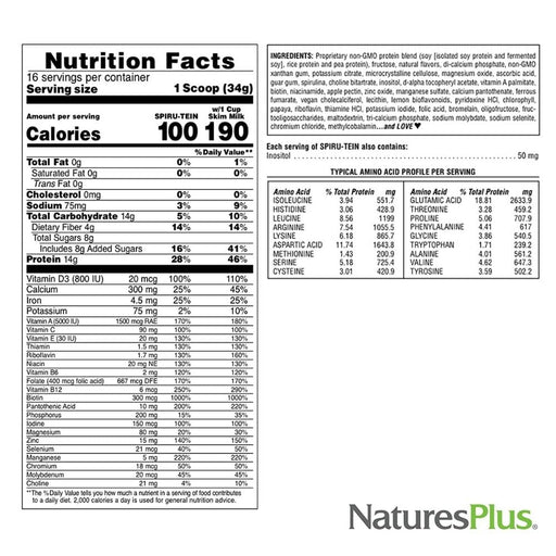 Nature's Plus Protein Powders Nature's Plus Spiru-Tein Plus Vanilla 1.2lbs