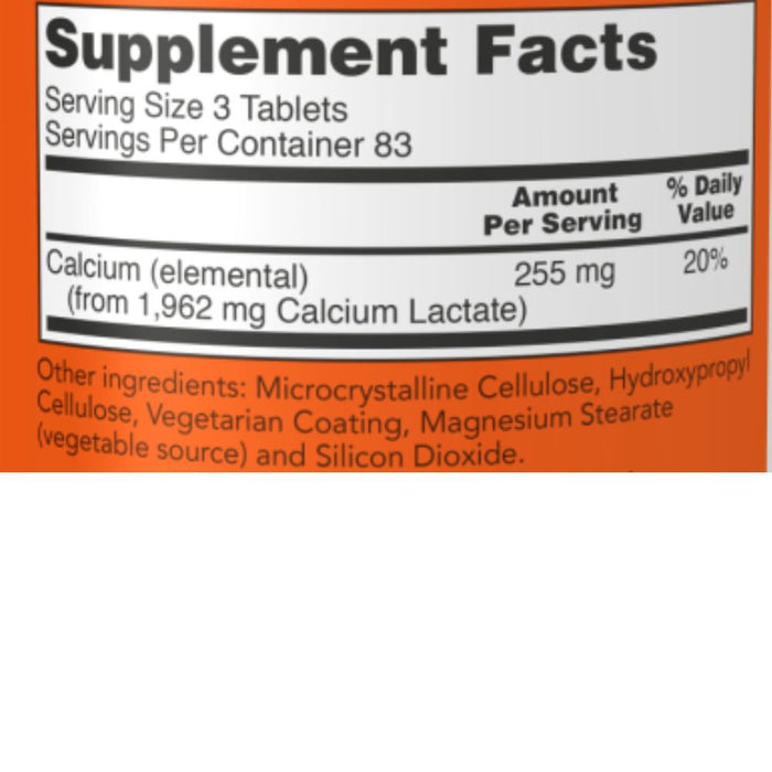 Now Foods Vitamins & Minerals Now Foods Calcium Lactate 650mg 250 Tablets