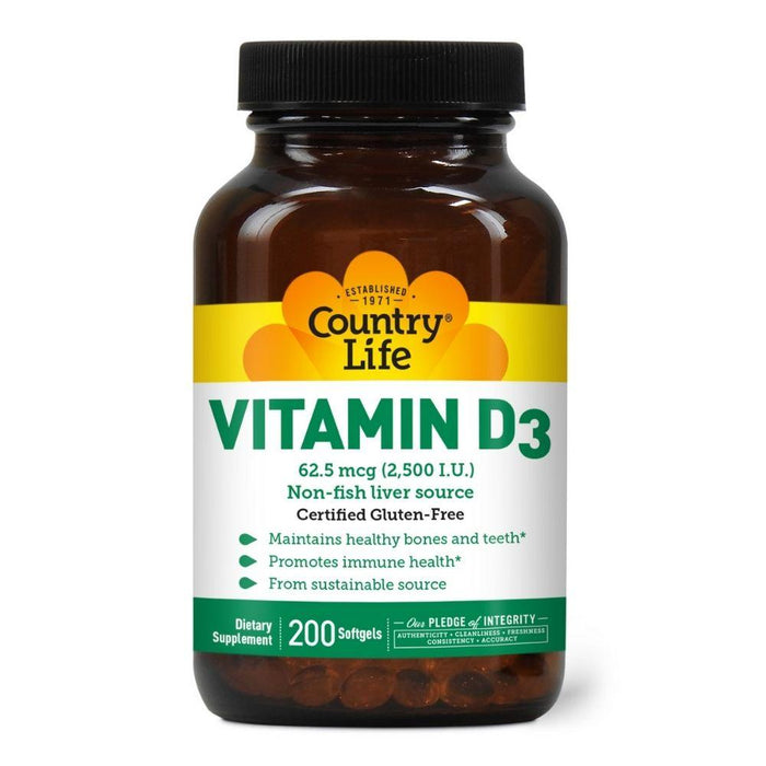 Country Life Vitamins & Minerals Country Life Vitamin D3 2500IU 200 Softgels