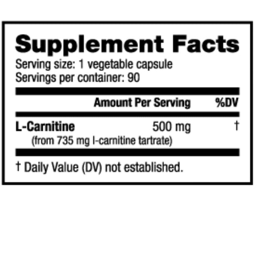 NutraBio Amino Acids NutraBio L-Carnitine 90 Capsules