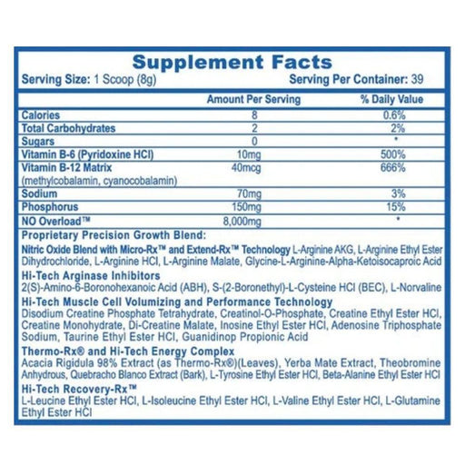 Hi-Tech Pharmaceuticals Sports Nutrition & More Pounding Punch Hi-Tech Pharmaceuticals N.O. Overload 310 Grams