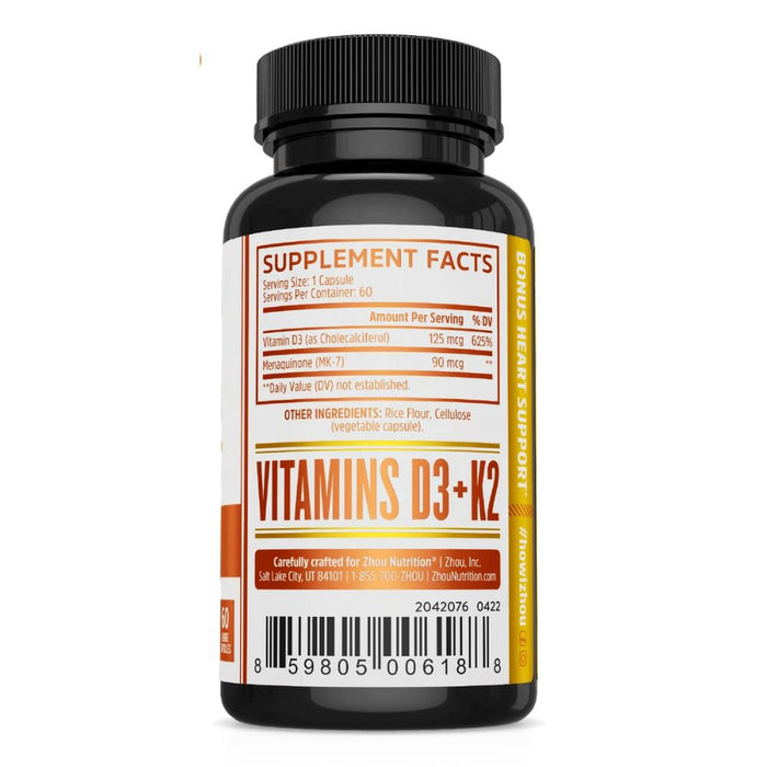 ZHOU Vitamins & Minerals ZHOU Vitamin D3 + K2 60 Capsules