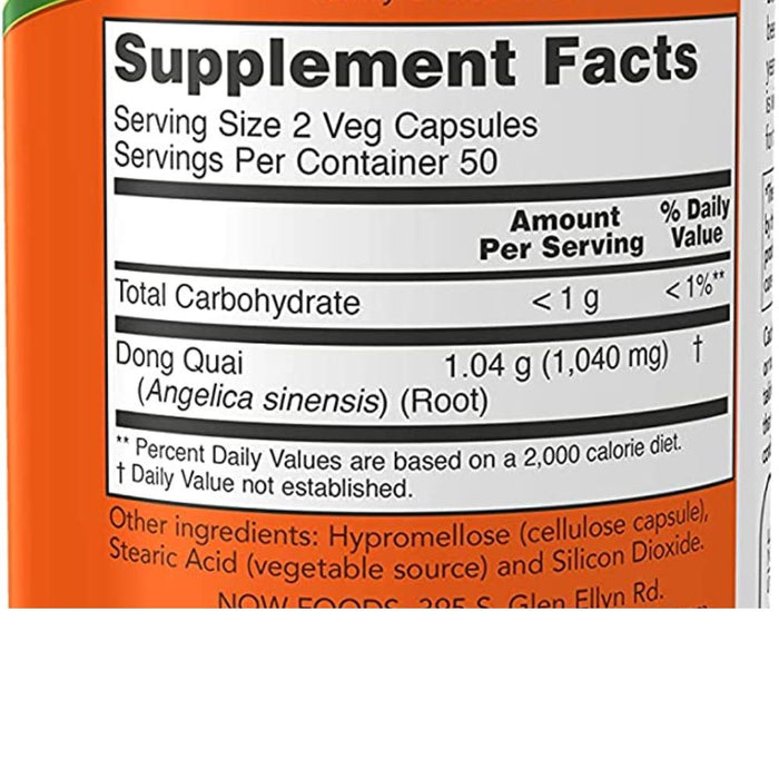 Now Foods Vitamins, Minerals, Herbs & More Now Foods Dong Quai 520 Mg 100 Capsules