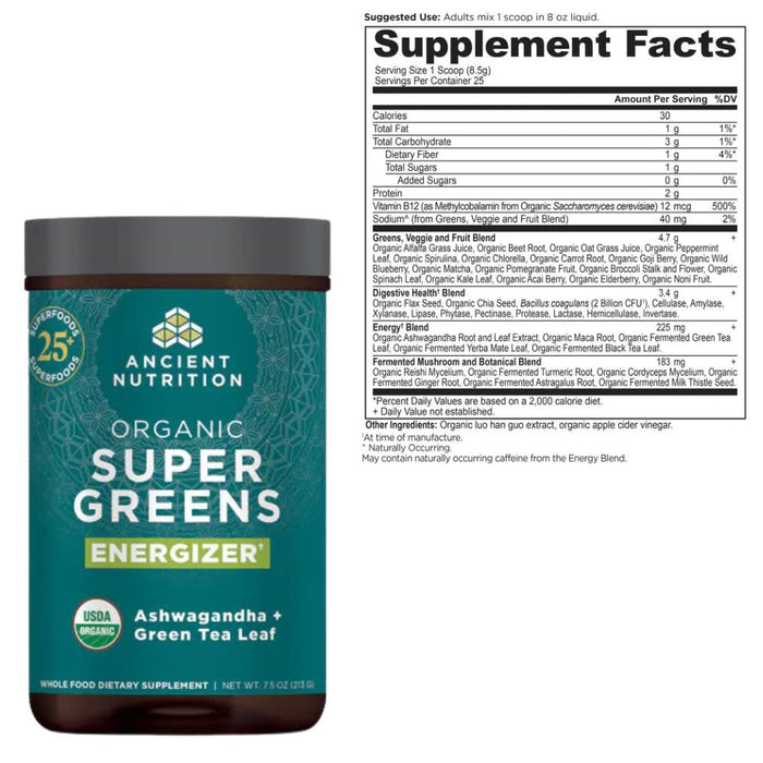 Ancient Nutrition Pre-Workouts Ancient Nutrition Organic Super Greens Energizer 25 Servings