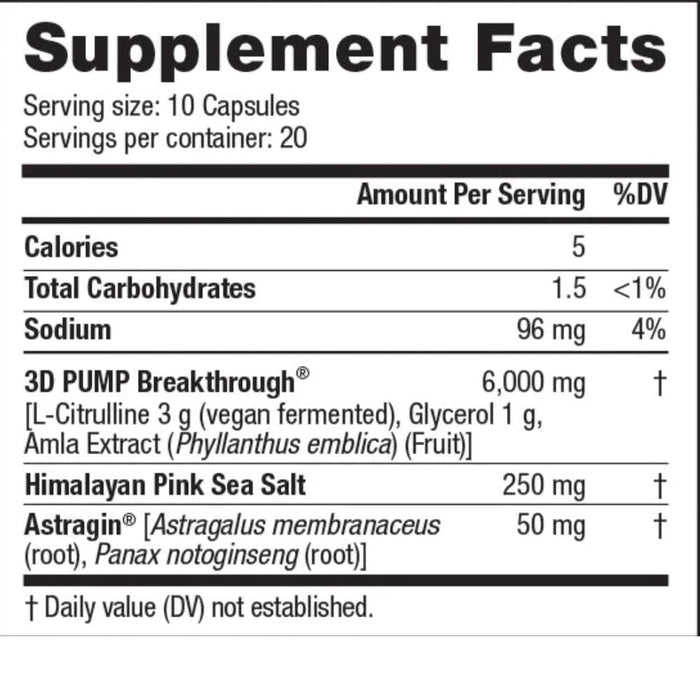 Unbound Nitric Oxide Unbound 3D Pump 200 Capsules