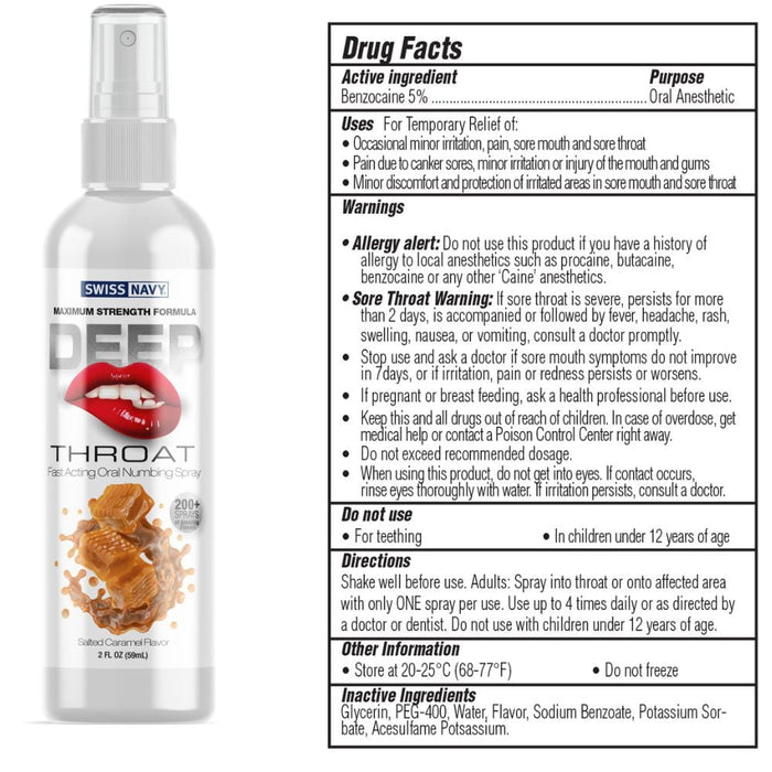 Swiss Navy Special Orders Swiss Navy Deep Throat Spray Salted Caramel Flavor 2floz