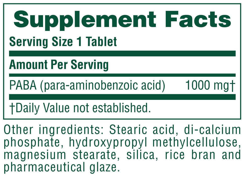 Nature's Plus Vitamins, Minerals, Herbs & More Nature's Plus PABA 1000mg 60 Tablets