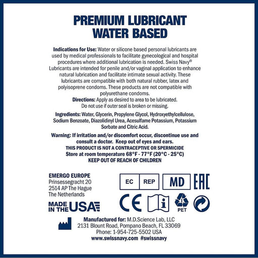 Swiss Navy Specialty Health Products Swiss Navy Water Based Lubricant 16oz