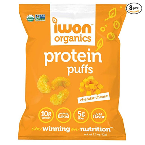 Iwon Foods Juices Cheddar Cheese IWON Organic Puffs 8 Bags