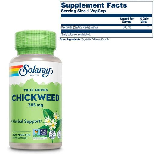 Solaray Store Stock Only Solaray Chickweed 385mg 100 Capsules