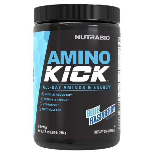 NutraBio Amino Acids Blue Raspberry NutraBio Amino Kick 30 Servings