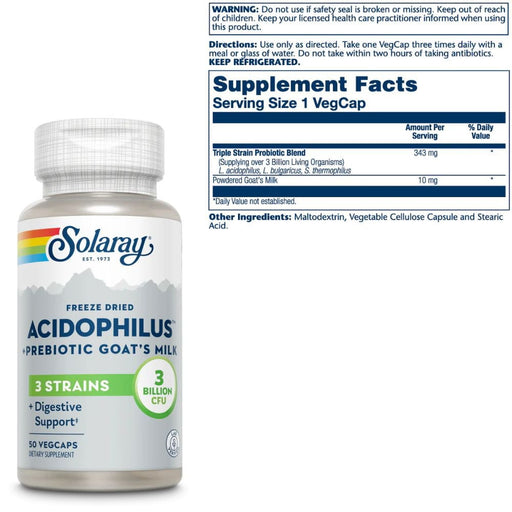 Solaray Digestive Health Solaray Acidophilus 3 Strain 50 Capsules