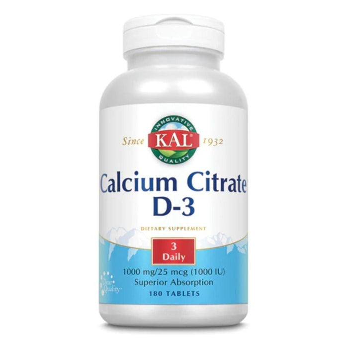 Kal Vitamins & Minerals KAL Calcium Citrate D-3 1000mg 180 Tablets