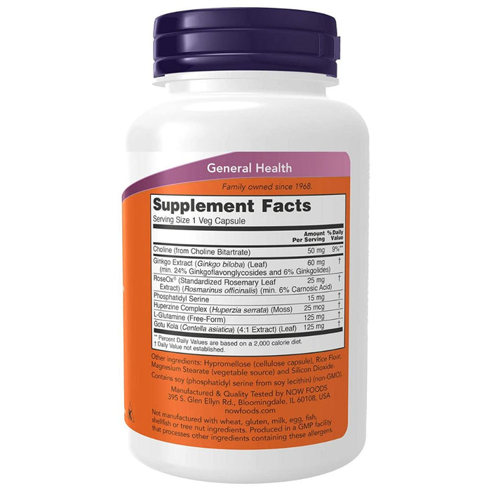 Now Foods Specialty Health Products Now Foods Braine Elevate 120 Capsules