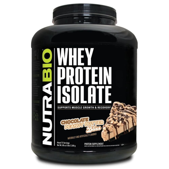 NutraBio Protein Powders CHOCOLATE PEANUT BUTTER BLISS NutraBio 100% Whey Protein Isolate 75 Servings