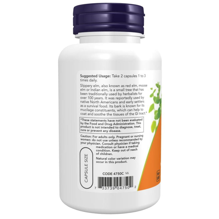 Now Foods Vitamins, Minerals, Herbs & More Now Foods Slippery Elm 400 Mg 100 Capsules