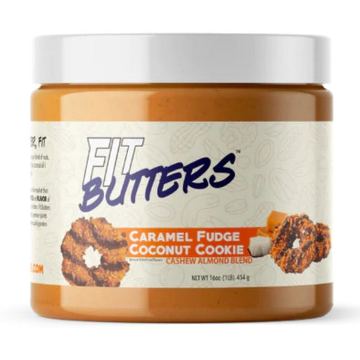 Fit Butters Foods Juices Caramel Fudge Coconut Cookie Cashew/Almond Fit Butters High Protein Nut Butter Spreads 16oz