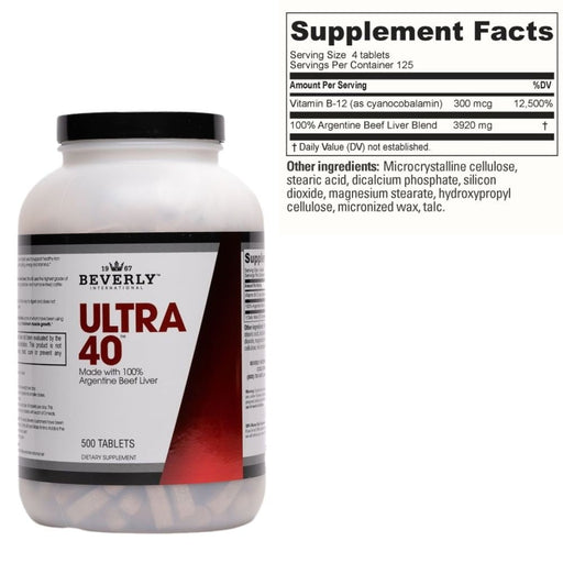 Beverly International Sports Nutrition & More Beverly International Ultra 40 Liver Tablets 500 Tablets