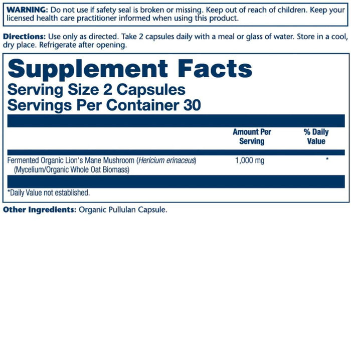 Solaray Herbs Solaray Fermented Lion's Mane 60 Capsule
