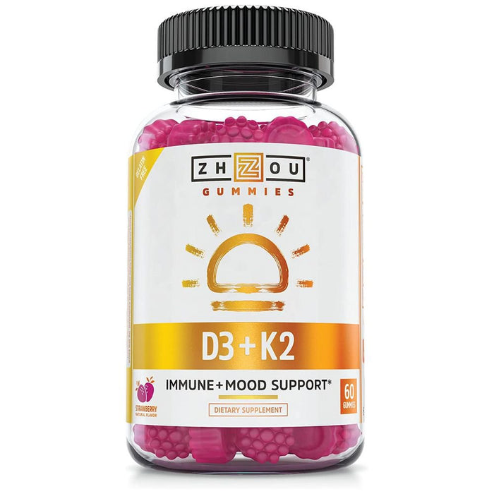 ZHOU Vitamins & Minerals ZHOU K2 + D3 Strawberry Gummies 60ct