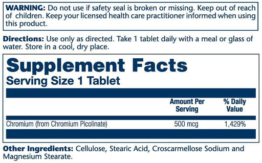 Solaray Vitamins & Minerals Solaray Chromium Picolinate 500mcg 60 Tablets