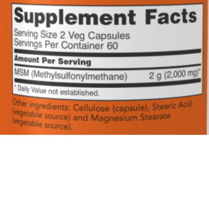 Now Foods Vitamins, Minerals, Herbs & More Now Foods MSM 1000mg 120 Capsules