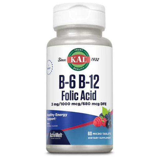 Kal Vitamins & Minerals KAL B6 B12 Folic Acid 60 Berry Flavored Lozenges