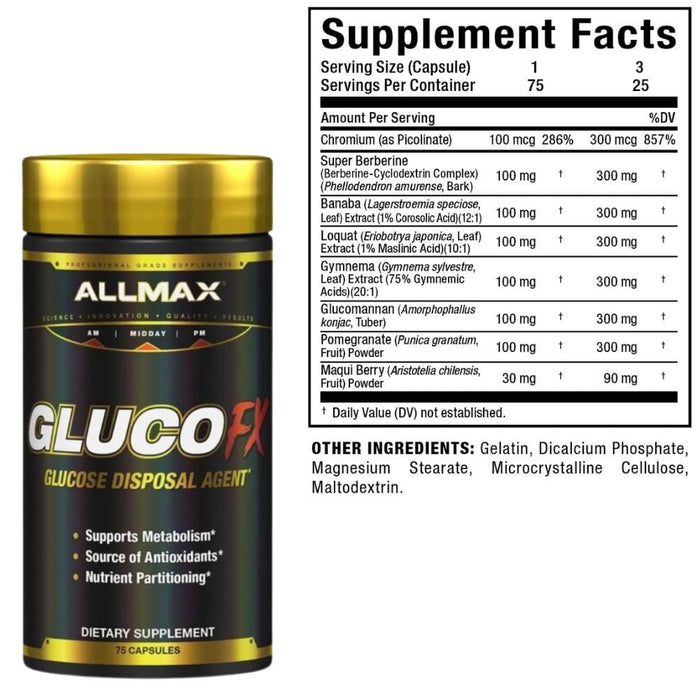 Allmax Nutrition Digestive Health Allmax GlucoFx Fuel Injector 75 Capsules