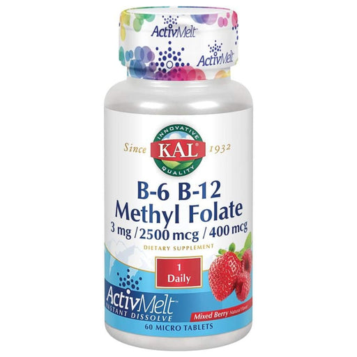 Kal Vitamins & Minerals KAL B6 B12 Methyl Folate Mixed Berry 60 Micro Tablets